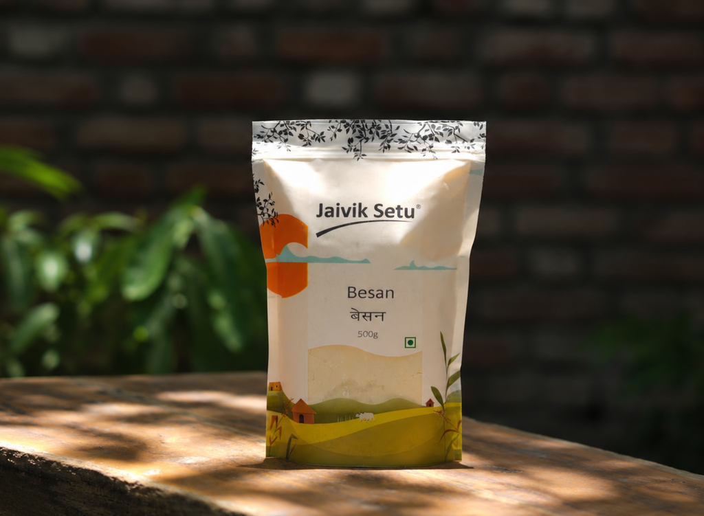Actual image of Jaivik Setu Besan packet 500 gm