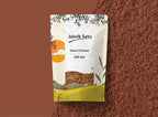 Packet of Jaivik Setu's Desi Chana or Kala Chana against brown background. 